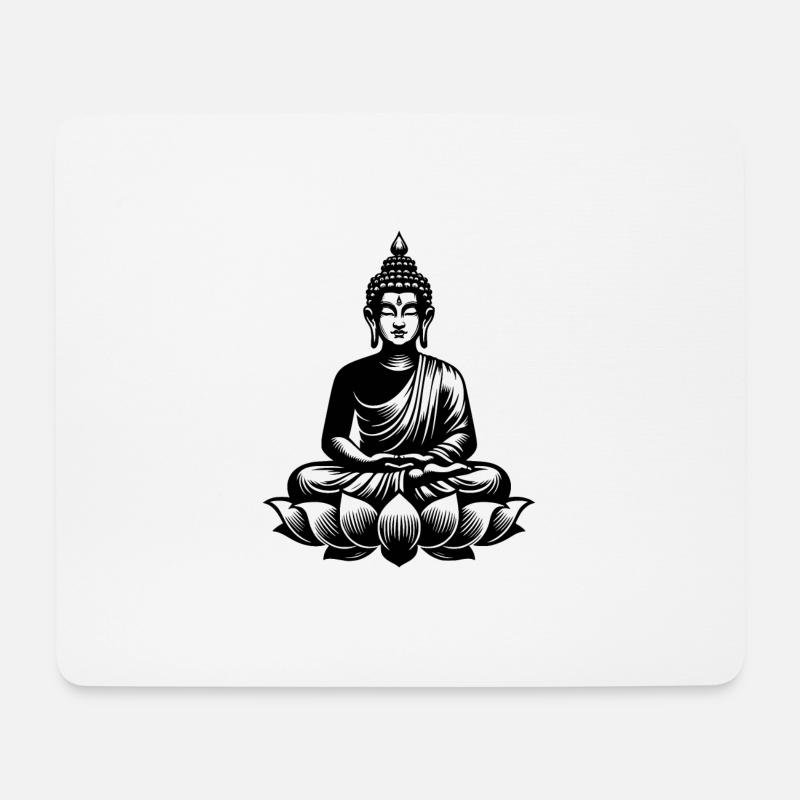 Ruhender Buddha Konzentration Yoga Meditation - Mousepad (Querformat) - Weiß