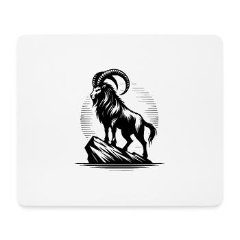 Grimmiger Steinbock mit gewaltigen Hörnern - Mousepad (Querformat) - Weiß - Vorne