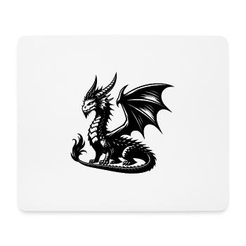 Eindrucksvoller Drache mit Flügeln und Hörnern - Mousepad (Querformat) - Weiß - Vorne