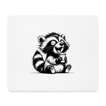 raton laveur heureux avec tasse à café pleine - Tapis de souris (format paysage) - blanc - Devant