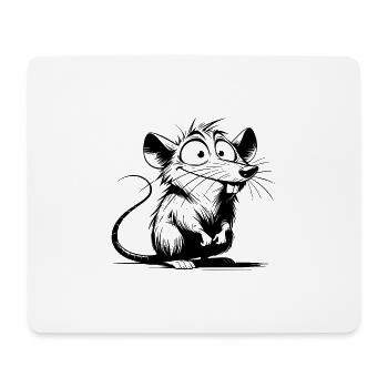 Niedliche Ratte mit großen Augen und Ohren - Mousepad (Querformat) - Weiß - Vorne