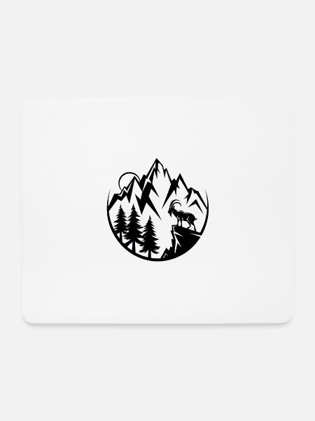 Alpen Berge Steinbock - Mousepad (Querformat) - Weiß