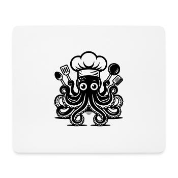 Mystérieux poulpe de cuisine avec toque de chef - Tapis de souris (format paysage) - blanc - Devant