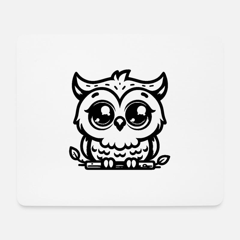 Verspieltes süße Eulen Design mit großen Augen - Mousepad (Querformat) - Weiß