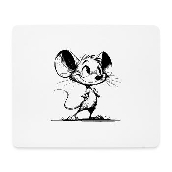 Mignon bébé souris avec des yeux et des oreilles énormes - Tapis de souris (format paysage) - blanc - Devant