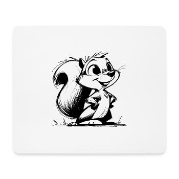 Lustiges Eichhörnchen Bleistift Strich Zeichnung - Mousepad (Querformat) - Weiß - Vorne