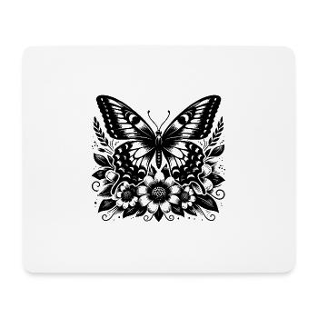 Design élégant de papillon de la nature avec des fleurs - Tapis de souris (format paysage) - blanc - Devant