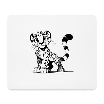 Léopard mignon avec des taches et de grands yeux - Tapis de souris (format paysage) - blanc - Devant