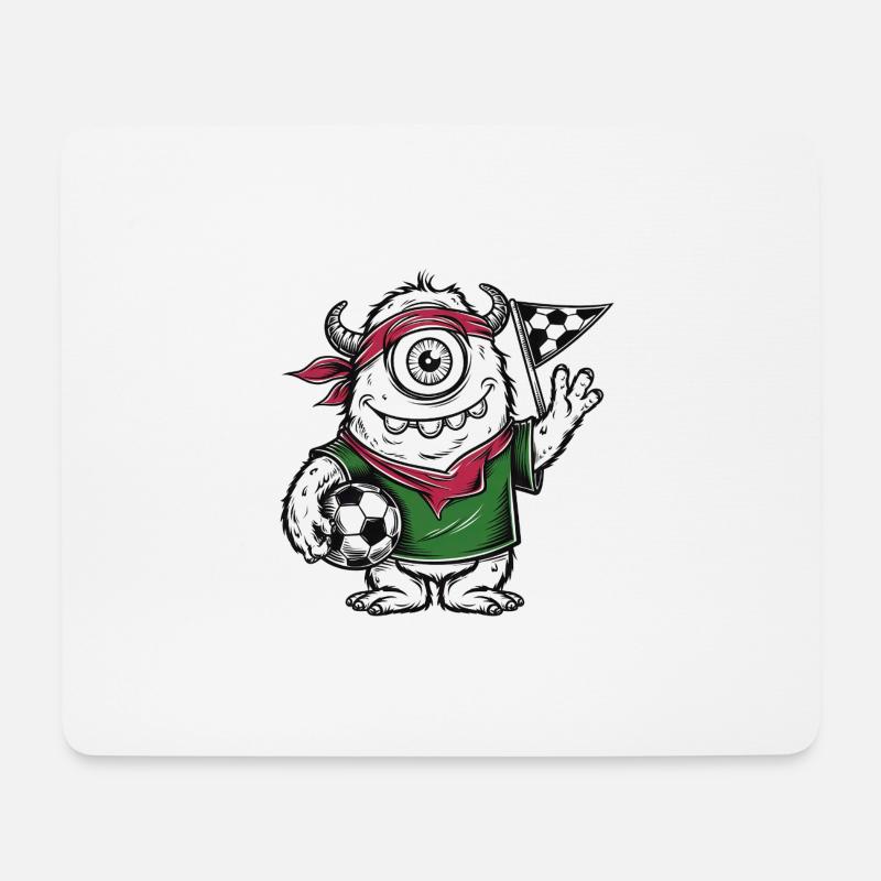 3 MonsterFussball - Mousepad (Querformat) - Weiß