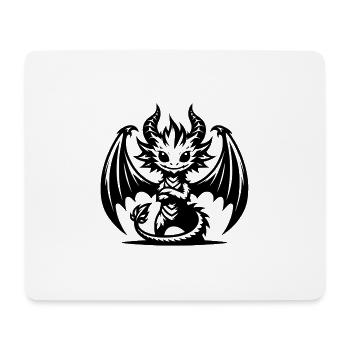 Dragon pour enfants avec des ailes Cornes sauvages Visage - Tapis de souris (format paysage) - blanc - Devant