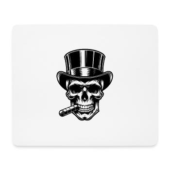 Crâne sinistre cigare tatouage style Halloween - Tapis de souris (format paysage) - blanc - Devant