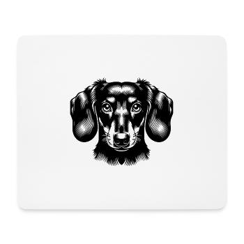 Loyal teckel chien portrait dessin animé illustration - Tapis de souris (format paysage) - blanc - Devant