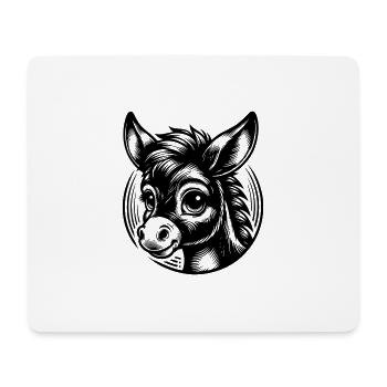 Kleiner niedlicher Comic Esel mit großen Augen - Mousepad (Querformat) - Weiß - Vorne