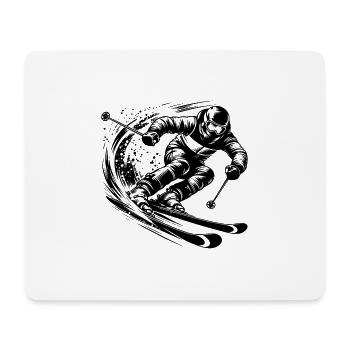 Schneewirbel und Skifahrer mit Power Abfahrt - Mousepad (Querformat) - Weiß - Vorne
