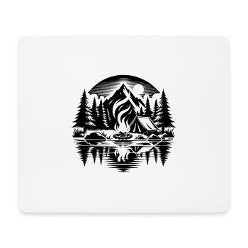 Lagerfeuer Campingerlebnis am See im Wald - Mousepad (Querformat) - Weiß - Vorne
