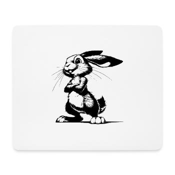 Rabbit Portrait Sketch with Big Ears - Mouse Pad (horizontal) - white - Front