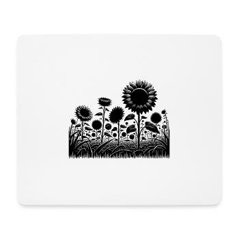 Blühende Sonnenblumen auf einem großen Feld - Mousepad (Querformat) - Weiß - Vorne