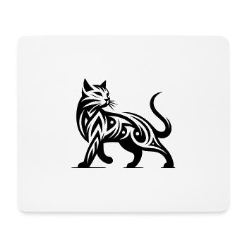 Tribal Katzen Tattoo in stilvoller Eleganz - Mousepad (Querformat) - Weiß - Vorne