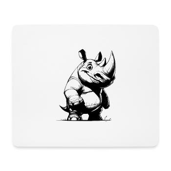 énorme rhinocéros souriant croquis dessin - Tapis de souris (format paysage) - blanc - Devant