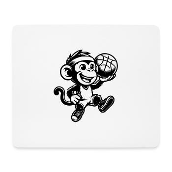 Cute little kids monkey with basketball - Mouse Pad (horizontal) - white - Front