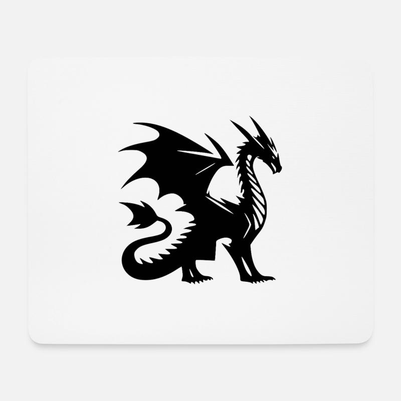 Fantasy Drache mit Flügeln aus dem Mittelalter - Mousepad (Querformat) - Weiß