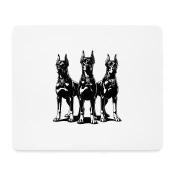 Three fierce vigilant Dobermans dogs - Mouse Pad (horizontal) - white - Front