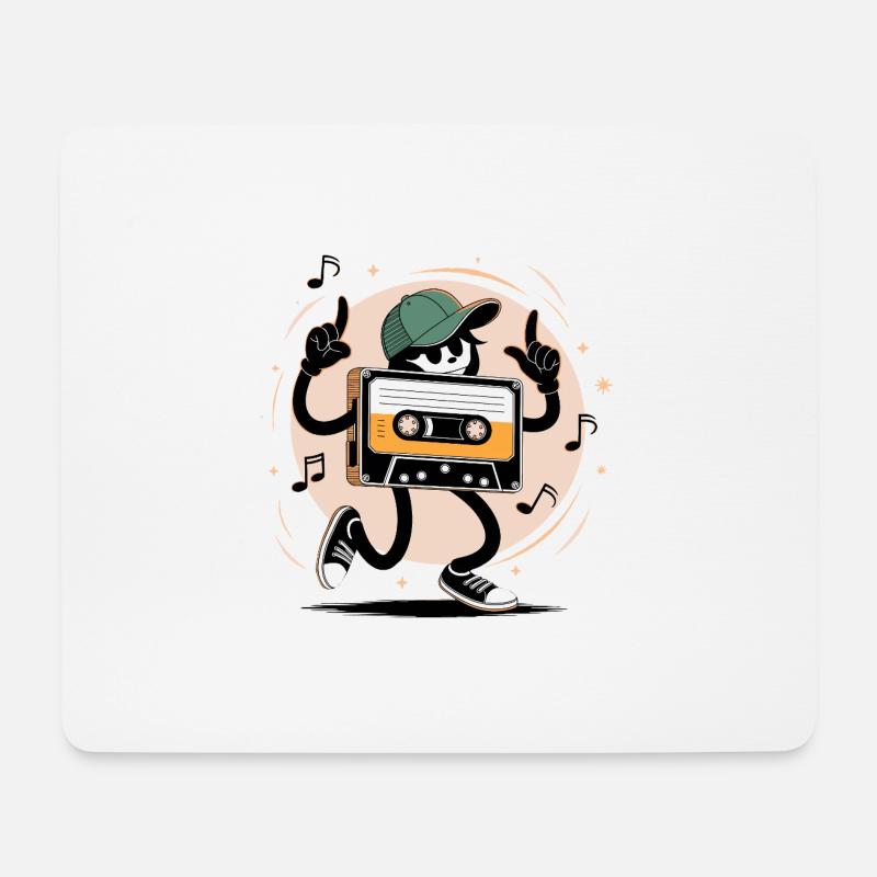 Dancing Cassette Tape (Vintage Style) - Mouse Pad (horizontal) - white