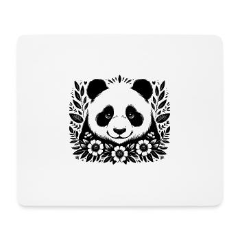 Lächelnder Blumenpanda Zauber Florales Blütenmeer - Mousepad (Querformat) - Weiß - Vorne
