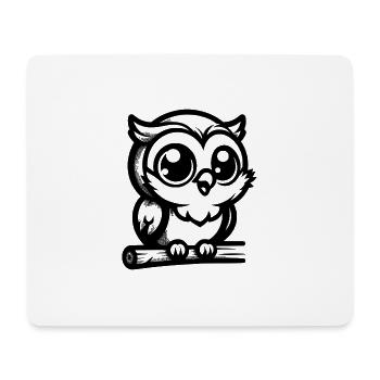 Child-friendly cartoon owl with big eyes - Mouse Pad (horizontal) - white - Front