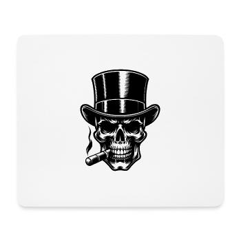 Zylinder Schädel mit Zigarre Gangster Style - Mousepad (Querformat) - Weiß - Vorne