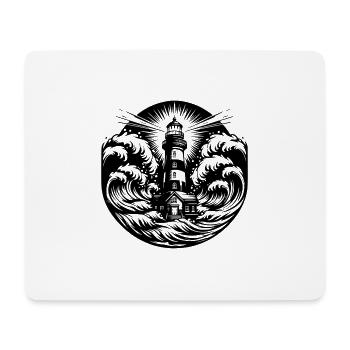 Striped Coastal Lighthouse in Heavy Sea - Mouse Pad (horizontal) - white - Front