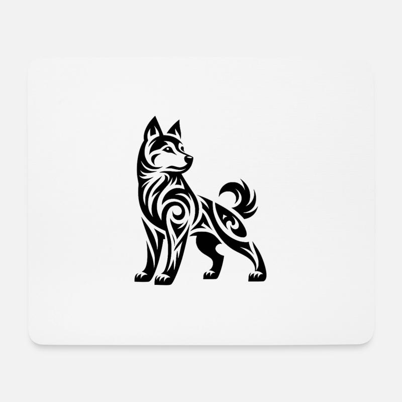 Tribal Husky mit mystischer Ausstrahlung - Mousepad (Querformat) - Weiß