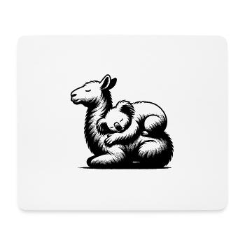 Schlafender Koala auf einem niedlichen Lama - Mousepad (Querformat) - Weiß - Vorne