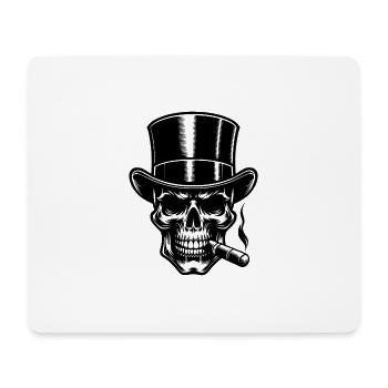 Style de tatouage cigare crâne élégant et sinistre - Tapis de souris (format paysage) - blanc - Devant
