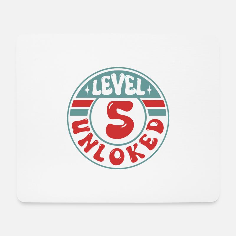 Level 5 Unlocked – Cooles Gamer Geburtstagsdesign - Mousepad (Querformat) - Weiß