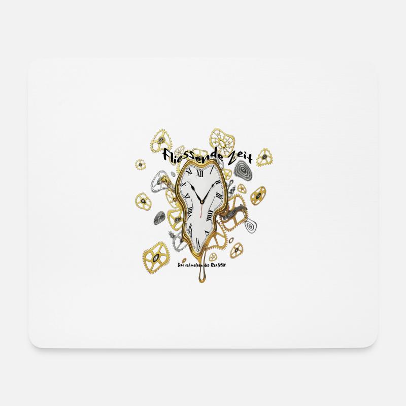 Schmelzende Uhr mit Zahnrädern - Mousepad (Querformat) - Weiß