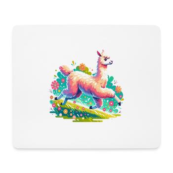 Alpaka Lama für Alpakaliebhaber - Mousepad (Querformat) - Weiß - Vorne
