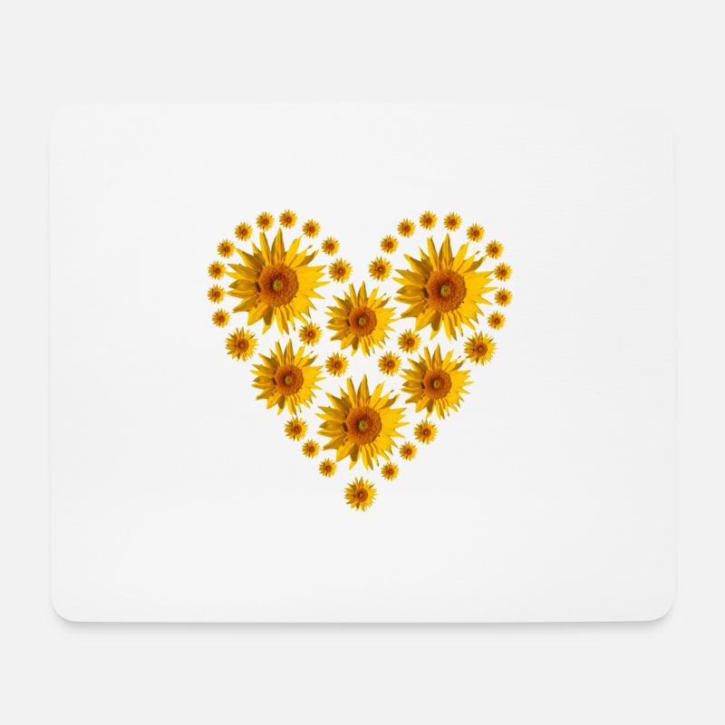 Sonnenblumen - Herz - Mousepad (Querformat) - Weiß