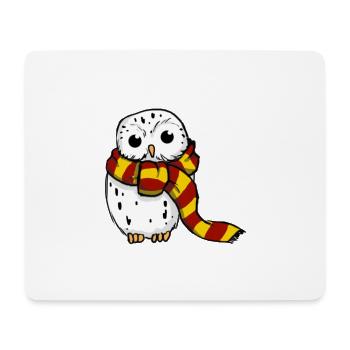 Schneeeule - Rot-Gelb - Mousepad (Querformat) - Weiß - Vorne
