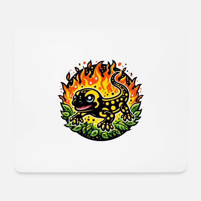 Feuersalamander - Mousepad (Querformat) - Weiß