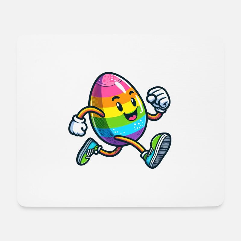 Ostern Osterei Süß Comic Cartoon Jogger Marathon - Mousepad (Querformat) - Weiß