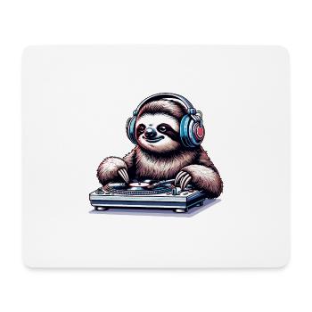 Cooles DJ-Faultier Platten auflegt Kopfhörern - Mousepad (Querformat) - Weiß - Vorne