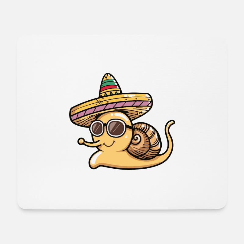 Schnecke Lustig Sombrero - Mousepad (Querformat) - Weiß