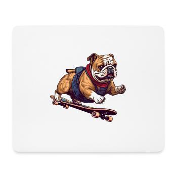 Cool Bulldog Skateboarder en action - Tapis de souris (format paysage) - blanc - Devant