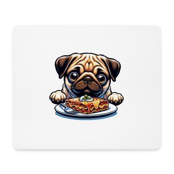 Le chien carlin aime les lasagnes - Tapis de souris (format paysage) - blanc - Devant