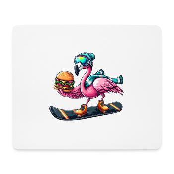 Flamingo Snowboard Hamburger Fun - Mousepad (Querformat) - Weiß - Vorne