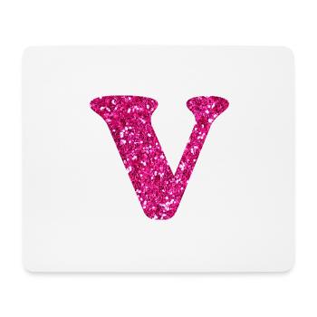 Buchstabe V Rosa Glitzer - Mousepad (Querformat) - Weiß - Vorne