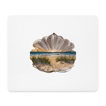 Muschel Strand Szene Serene Ozean Landschaft - Mousepad (Querformat) - Weiß - Vorne
