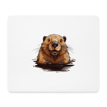 Biber für einen Biberliebhaber Naturschützer - Mousepad (Querformat) - Weiß - Vorne