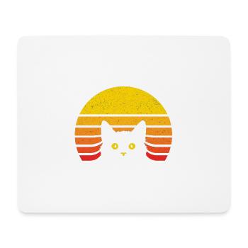 Chat silhouette au soleil rétro - Tapis de souris (format paysage) - blanc - Devant
